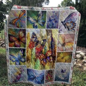 Colorful Butterfly Quilt Blanket Ver 2  Quilt